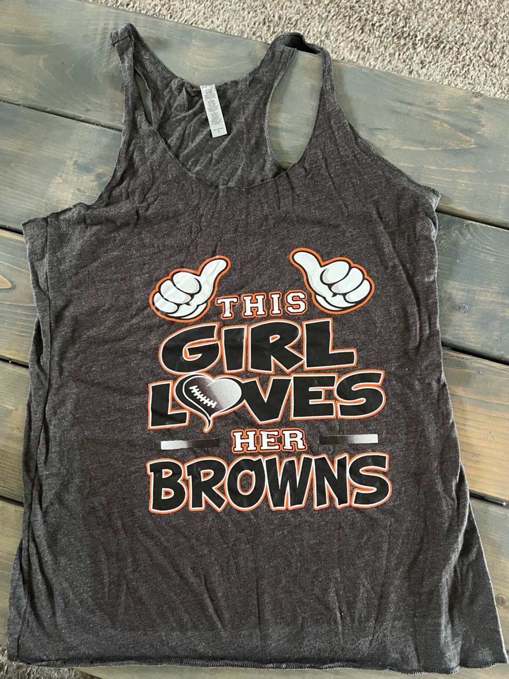 Cleveland Browns “This Girl Is a Browns Fan” Brown Tank Top L